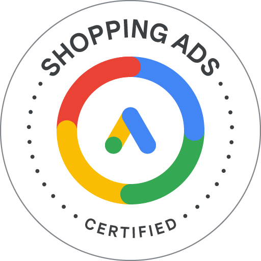 Logo de la Certification Google Skillshop - Google Ads pour les annonces Shopping optimisées par l'IA